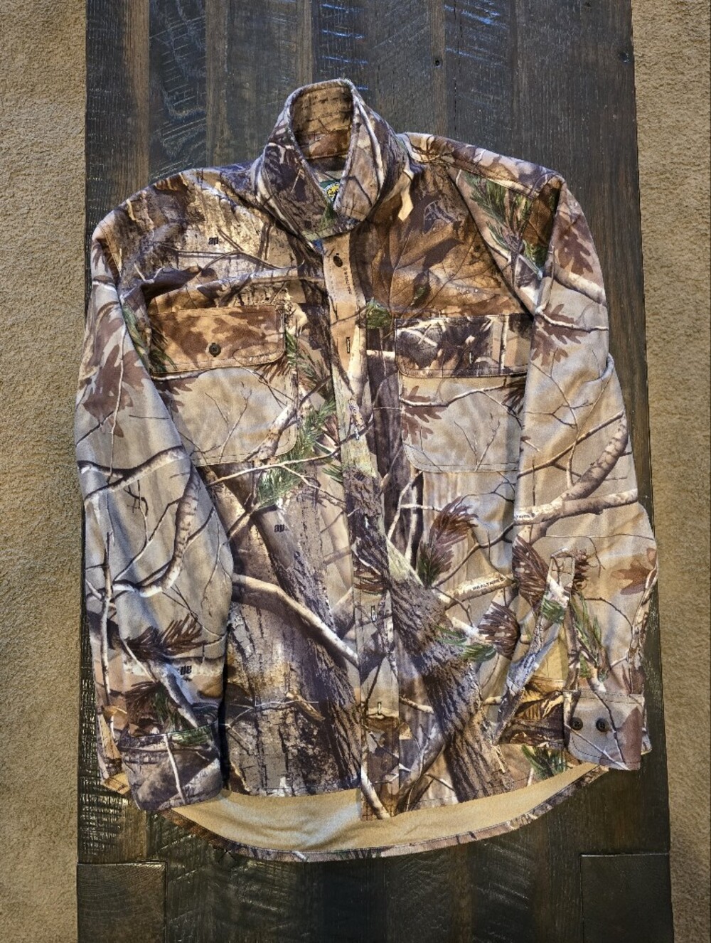 Cabela's Men's Camouflage Button-Down Shirt in Brown and Green